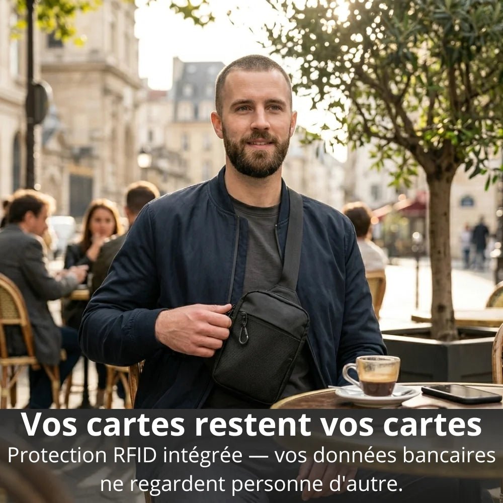 Sacoche Vorlano — compacte, organisée, portée près du corps - Vorlano